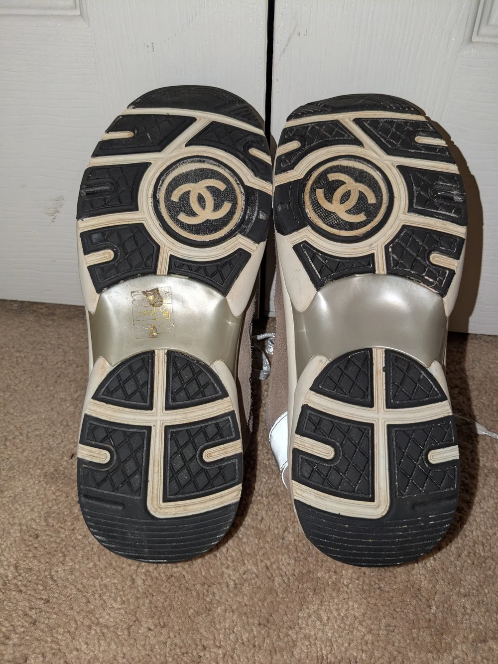 Chanel Taupe Suede Sneakers